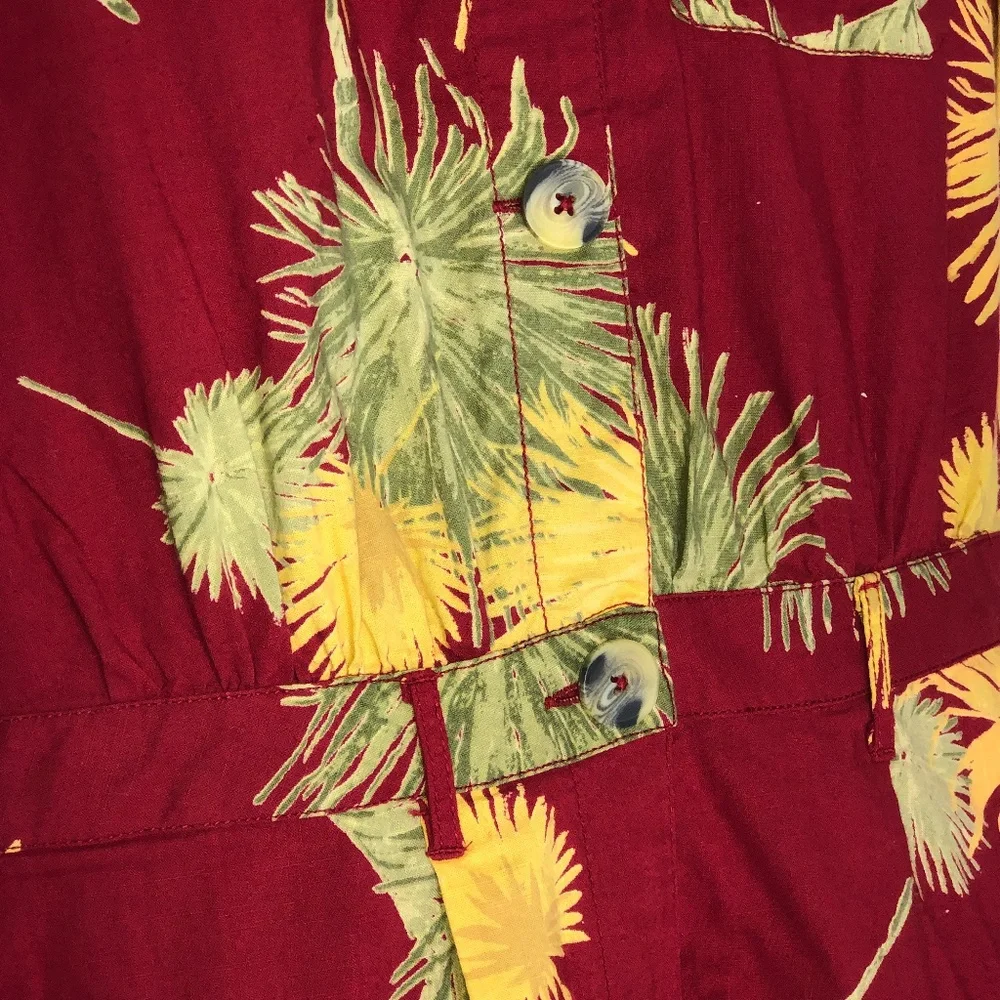 FREE PEOPLE Maroon Combo Malibu Tropical Print Romper Jumpsuit Sz XS - Picture 6 of 16